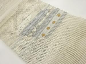 絽綴れ変わり織横段に花模様織出し名古屋帯